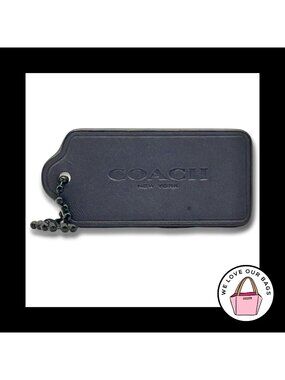 COACH HANG TAG 2.25" Bag Charm Keychain Fob New York Dark Gray Smooth Leather